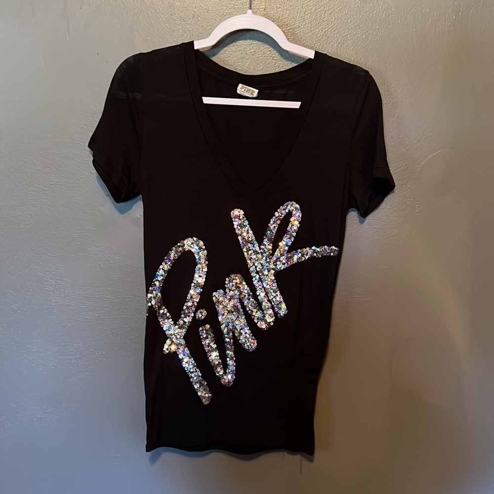 Pink Short Sleeved Tee. With Pink in Sparkle size med - Picture 2 of 3